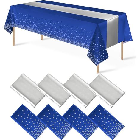 Nappe Jetable - Nappe En Plastique PEVA Et Ruban En Satin - 54 X 108 Pouces - 12 X 108 Pouces - Pour Mariage Anniversaire Fête - Lot De 8 Pièces (1/5)