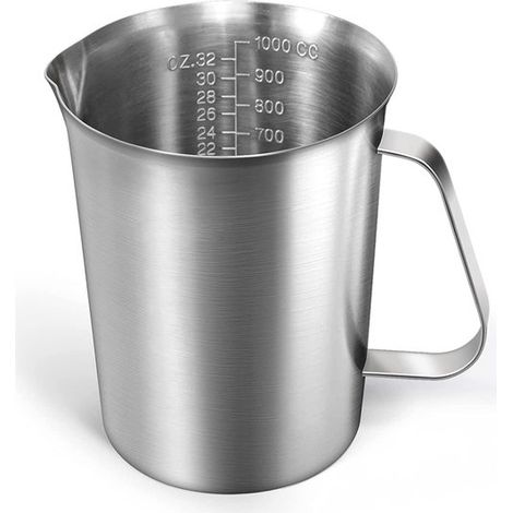 Misurino con beccuccio, brocca graduata, misurino con beccuccio e scala graduata, acciaio inox, 1 litro, argento (1/5)