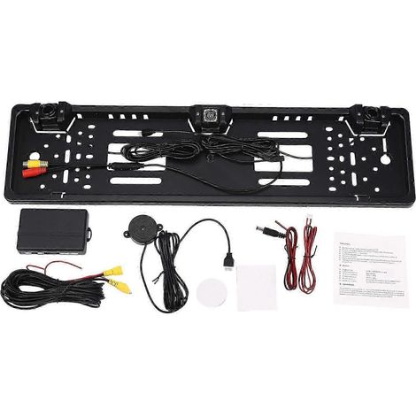 Caméra de recul HD pour voiture, cadre de plaque d'immatriculation européenne, éclairage 12 LED, caméra de recul 170° (1/5)