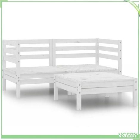 Salon de jardin 3 pièces - FAFEICY - 3082393 - Bois de pin massif - Modulaire - Blanc mat (1/5)