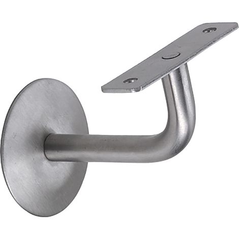 Handlaufträger mit Winkel, Wandabstand 75 mm, Edelstahl matt (1/3)