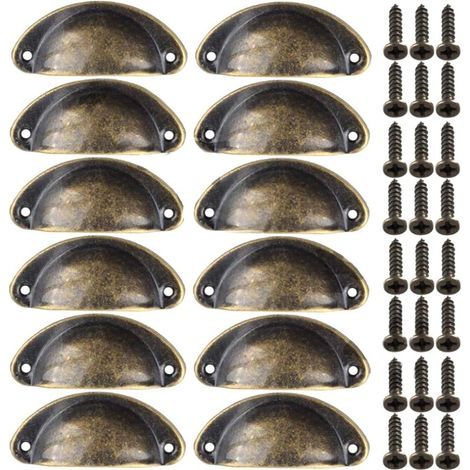 Poignée Bouton de Porte Décoration Rétro pour Meuble Tiroir Poignée de Coquille Vintage pour Tiroir Armoire Meuble Cuisine Fer Incurvé Bouton de Porte de Placard Retro Pour Armoire(12PCS) Cuivré (1/5)