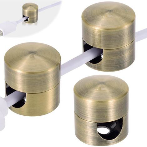 Lot de 3 serre-câbles adhésifs, organiseur de câbles en métal réglable, support fil USB bureau bronze (1/5)
