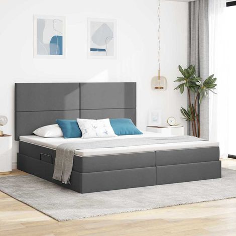 vidaXL Aufbewahrungsbett mit Matratze Dunkelgrau 200 x 200 cm Stoff (1/5)