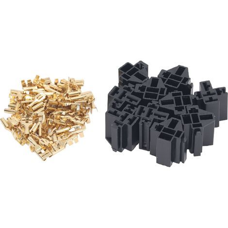 Kit de connecteurs de relais, 10 jeux, support de boîtier à 5 broches, prise 12V 30A 40A avec 30 pièces 10mm 20 pièces 6.3mm Terminal pour voiture camion véhicule (1/5)
