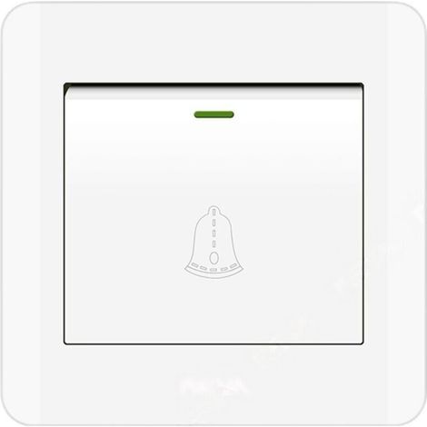 Bouton de sonnette extérieur, interrupteur de sonnette 220-250V avec panneau en verre trempé. Blanc1,3.38 pouces de diamètre
