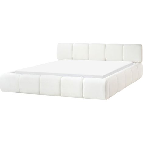 Bed Off-White Fabric Upholstery EU King Size 6ft Scandinavian Modern Minimalist Design Soft Headboard ORVILLE (1/5)