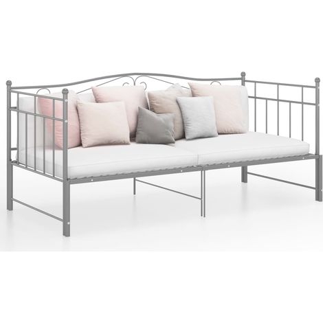 Cadre de canapé-lit extensible Lit adulte Lit d'Invité de jour pour Relax Gris Métal 90x200 cm -52822