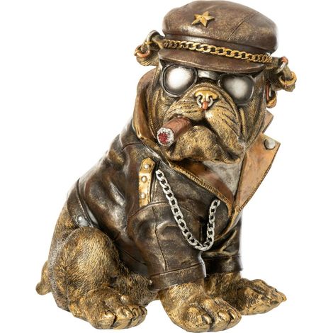 Statuette Bulldog à Cigarette "Trendy" 22cm Marron