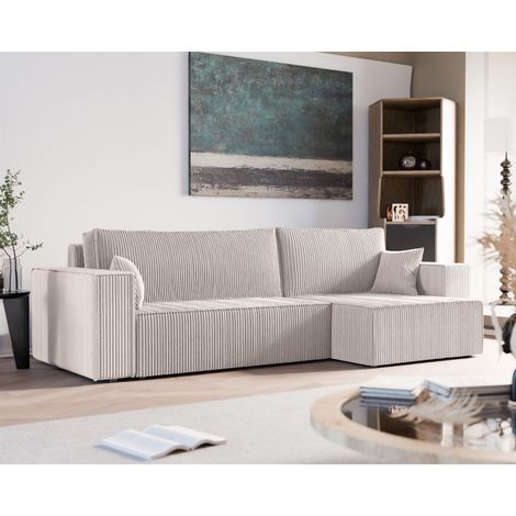 Ecksofa Schlafsofa Sofa ADARA MAX in Stoff Poso Altweiß Ottomane Rechts (1/5)