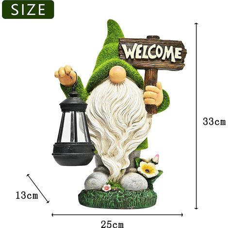 Lampadaire Solaire Extérieur Résine Nain Statue Décor Jardin Lumière Paysage Lutin Flocké Ornement Craft