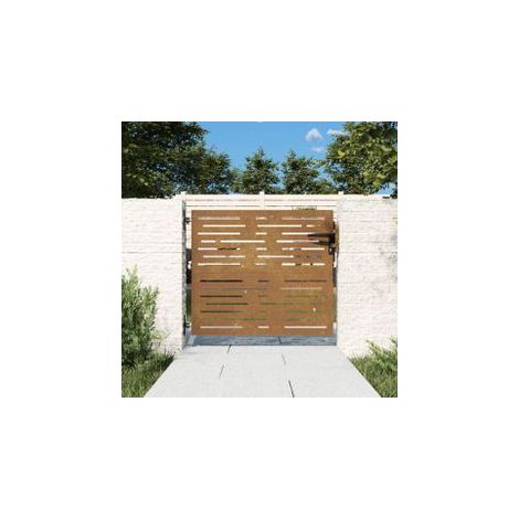 Portail de jardin 85x75 acier corten conception de carré (1/5)