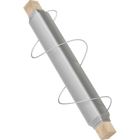 Wiltec Basteldraht silberfarben verzinkt 0,7 mm x 33 m, Wickeldraht zum Basteln und Binden, Blumendraht aus Stahl, Draht mit Holzwickel, Schmuckdraht – flexibel und stark