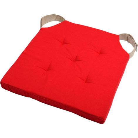 Lot de 4 galettes de chaise attaches velcro 38x38 coloris rouge