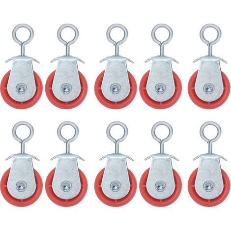 Lot de 10 poulies fixes en métal de taille moyenne pour ligne d'eau, destinées aux élevages de volailles et poulaillers. (1/5)