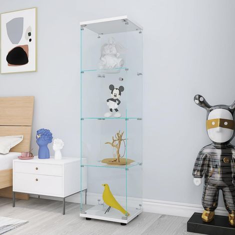 Glasvitrine mit 4 Regalen, abschließbar, freistehend, weiß, 42,5 x 36,5 x 164 cm (1/5)