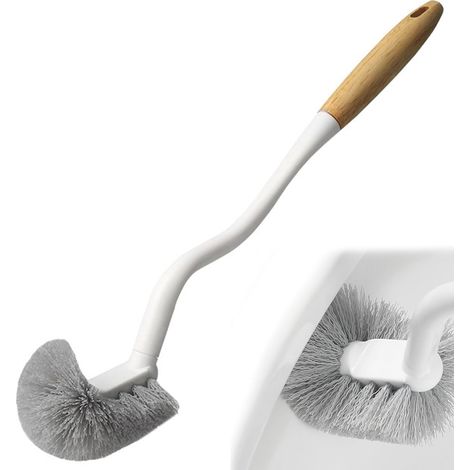 Brosse de Nettoyage pour Toilettes Brosse de Toilette Cuvette Toilette en Forme L pour Un Nettoyage Efficace avec Manche en Bois pour Toilettes (1/5)
