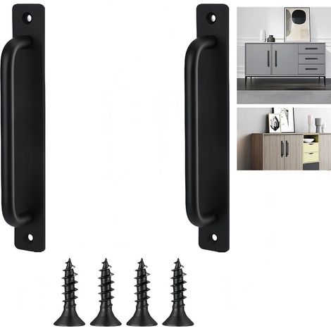 2 Poignees Porte Grange Noires 180mm Bois Jardin Armoire (1/5)