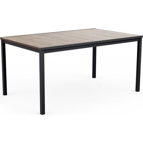 tavolo da esterno keter "porto 160" in metallo grafite e piano effetto legno frassino 159x95x75 cm (1/5)