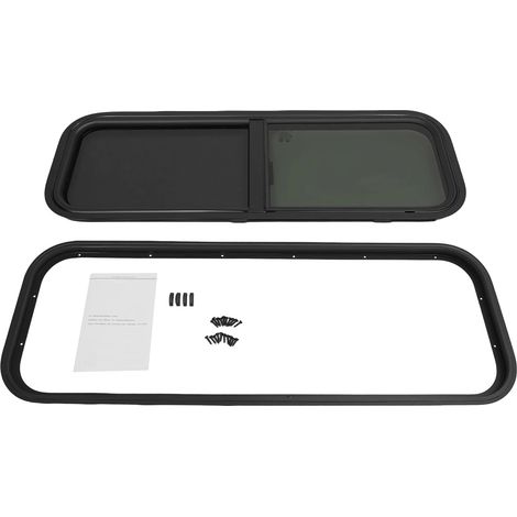 Ventana para caravana, construcción de aluminio, mosquitera, negra (1/2)
