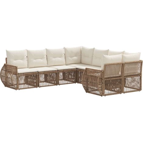 Conjunto de sofás de jardín 8 uds. 8-Número de plazas Beige vidaXL (1/5)