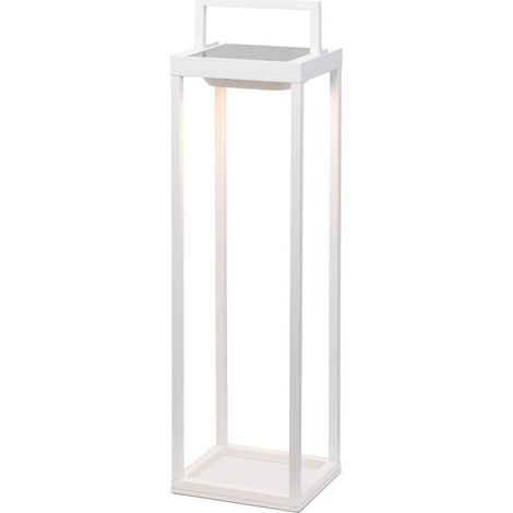Zafferano - Lanterna Home solar 2 a led 56,4cm - Lampada da parete e da tavolo 2W con batteria e sensore crepuscolare - Bianca