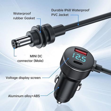 Chargeur Allume-Cigare - 3 Ports USB - Compatible Voiture - Câble Alimentation 3 m - Pour Appareils 4G (1/5)