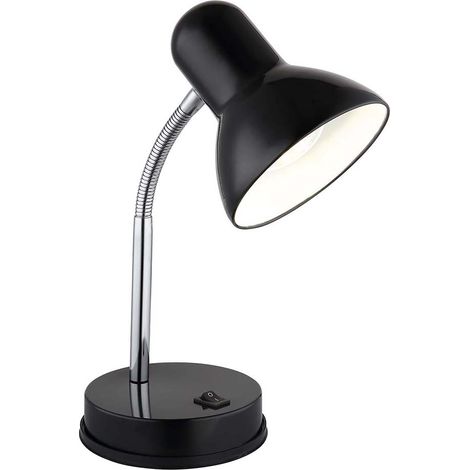 Tischleuchte Nachttischlampe Leselampe Kunststoff schwarz glänzend Flexo H 35 cm