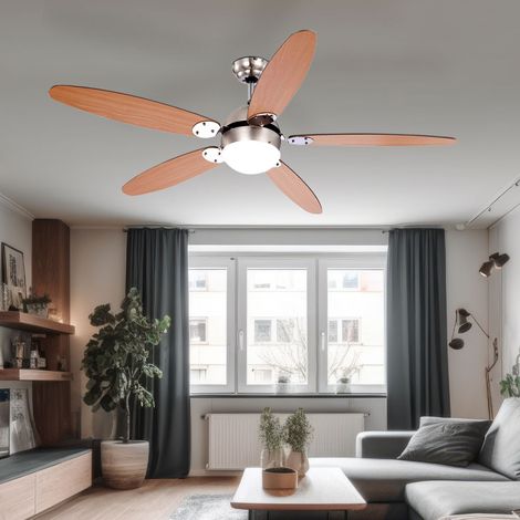Ventilatore da soffitto con illuminazione estate inverno ventilatore da soffitto con interruttore a strappo, pale reversibili marrone grafite 3 livelli di velocità, 1x E14, PxH 132 x 40,6 cm