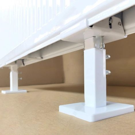 blanc + argent，2 articlesKit de pieds de radiateur à montage au sol, supports de radiateur réglables en acier, kit de pieds de montage au sol