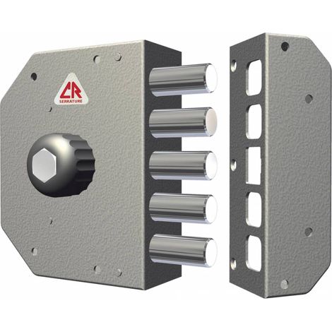 Serratura Porta Blindata con Cilindro Chiusura latelare 5 Catenacci e pomolo interno - Entrata 60 mm Ambidestra - 3000-02N