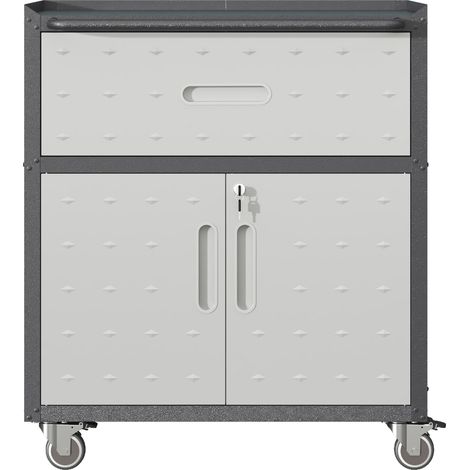 Armoire à outils métallique pour garage – armoire de rangement robuste et résistante (H 88 × L 75 × P 42 cm), équipée de 1 tiroir et de 2 portes verrouillables. (1/5)