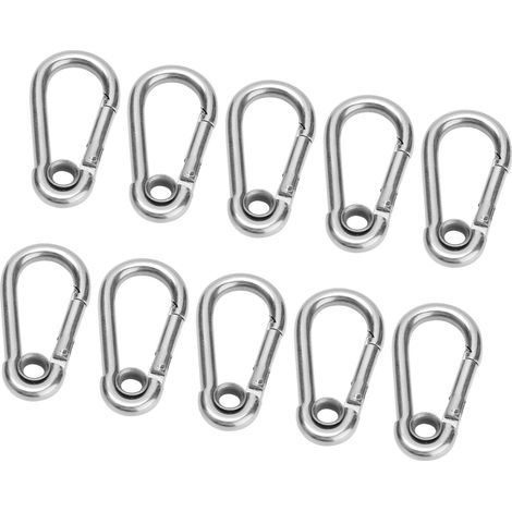 Vente par lots de 10, boucles à ressort en acier inoxydable avec anneaux, M4-M8, pour l'alpinisme, la lutte contre les incendies, l'évasion, l'escalade sur glace et les crochets de corde de sécurité p (1/5)