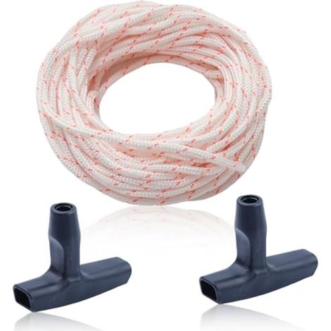 10 Mètres 3mm Cordon de Traction Kit Corde de Démarrage pour Stihl/Husqvarna/Craftsman Tronçonneuses Tondeuses à gazon Débroussailleuse avec 2 Poignée de démarrage (3mm) (1/5)