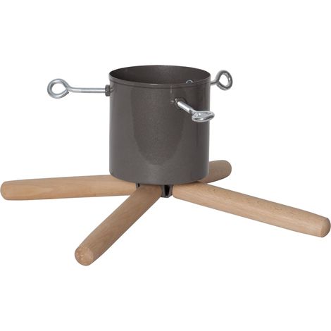 Moderner Weihnachtsbaumständer ,Granig' aus Metall und Holz, grau-natur, Baumhöhe bis 220cm, Ø bis 11cm (1/4)