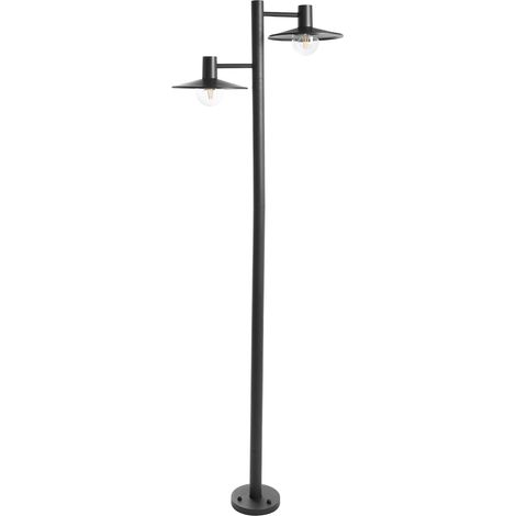 Farola moderna de jardín exterior con 2 luces lámpara para senderos de aluminio pantalla sintética negro Baralia (1/5)