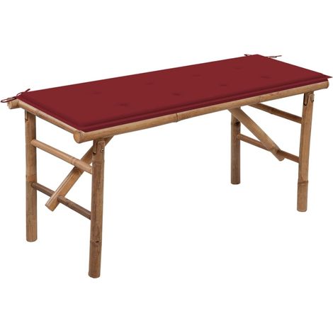 Banc de jardin pliable avec coussin 118cm Bambou 21 (1/5)