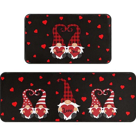 Tapis De Sol Non Glissant - Tapis Absorbant Pour Salle De Bain Et Porche - Motif Saint Valentin - Lot De 2 - 40x60 cm Et 40x120 cm (1/5)