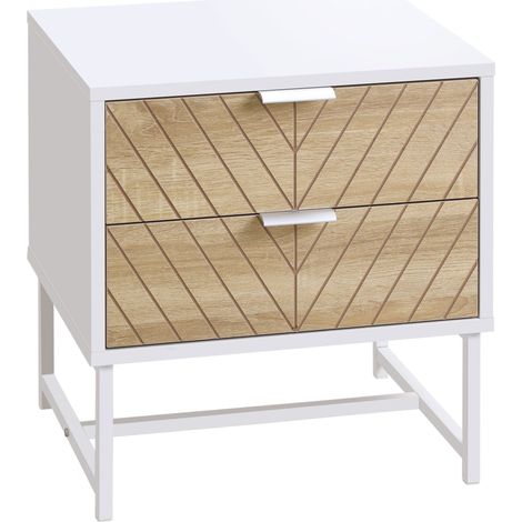 Table de chevet EROS aspect chêne clair et blanc (1/5)