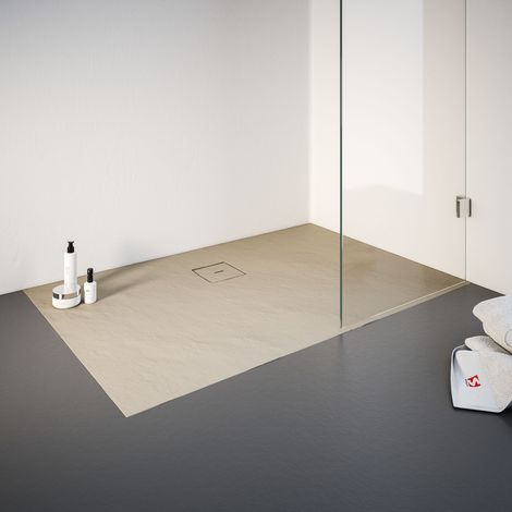 Schulte – Receveur de douche à encastrer 90 x 140 cm – Résine minérale décor sahara – Installation surélevée ou encastrée – Bonde de vidage incluse