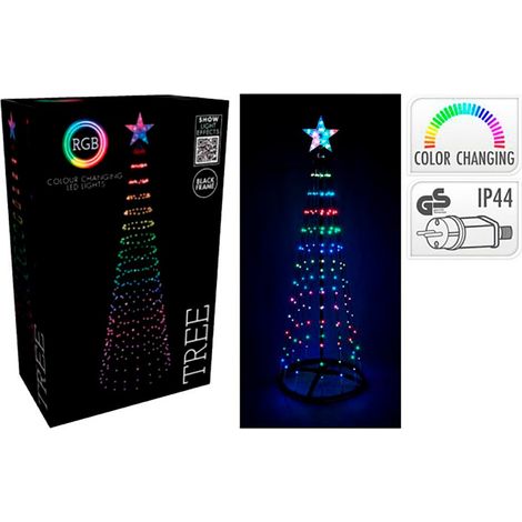 Árbol de navidad con estrella, 154 leds, luz blanca extra cálida, uso exterior, negro, ø50 x 150 cm