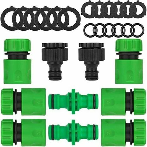 Lot de 10 Raccords d'arrosage Rapides Ensemble pour Tuyau d'arrosage (6Pcs 1/2 Tuyau Rapides Raccord,2Pcs Double connecteur,2Pcs Connecteur Nez de Robinet) (1/5)