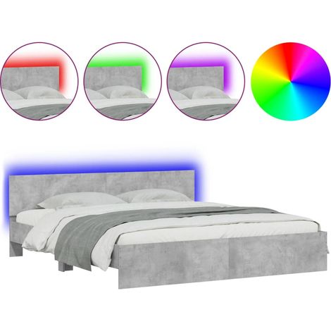 Maison Exclusive - Estructura de cama cabecero y luces LED gris h