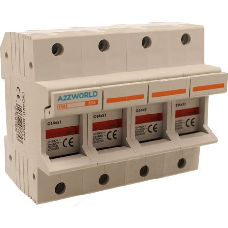 Portafusibile Modulare AC 4P 4M D14X51mm 63A AC 500V IP20 IEC60269 FS63 (1/3)