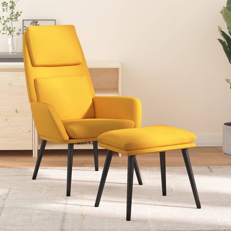 Sillón de relax con reposapiés tela amarillo mostaza vidaXL