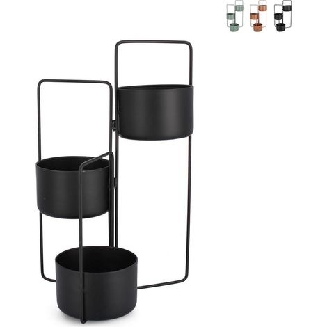 Design-Klappbarer Blumentopfständer aus Stahl 45x21x68 Keyra - Schwarz (1/2)