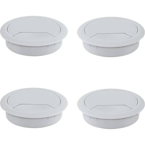 Lot de 4 œillets pour bureau, Organisez et gérez facilement les câbles , Diamètre 60 mm, Embouts ronds pour bureau et maison, blanc, 4 pièces