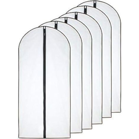 Sacs À Vêtements Anti-Mites 60 x 100 cm – Lot De 6 – Transparent Et Respirant Avec Fermeture Éclair Latérale Noire Pour Rangement (1/4)