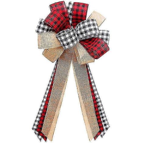 Grands nœuds en ruban pour sapin de Noël - Décoration de Noël 2021 - Accessoire pour la maison et le Nouvel An (1/2)