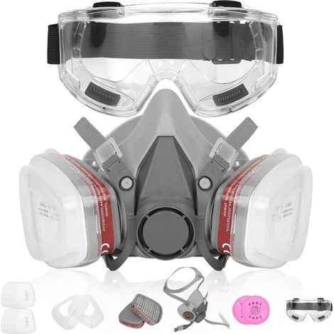 Reusable Respiratory Protective Mask, Dust Mask with 2 Filters, 22 Filter Cotton and 1 Protective Glasses, Paint Mask for Painting, Working, DIY, Sanding (1/5)
